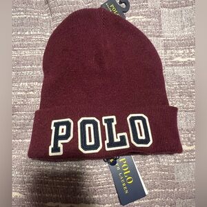 Polo Ralph Lauren Wine Knit Beanie - POLO Patch